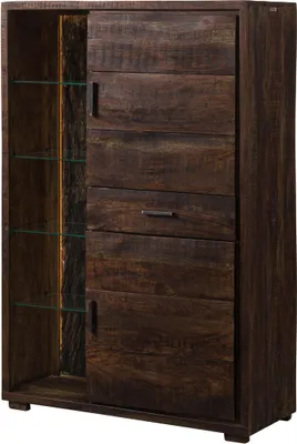 Produktbild von MASSIVMOEBEL24 Highboard Akazie 100x40x150 dunkelbraun lackiert BARK #206
