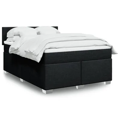Produktbild von Design Boxspringbett mit Matratze Schwarz 140x190 cm Stoff, Klassische Betten 2024 Neu