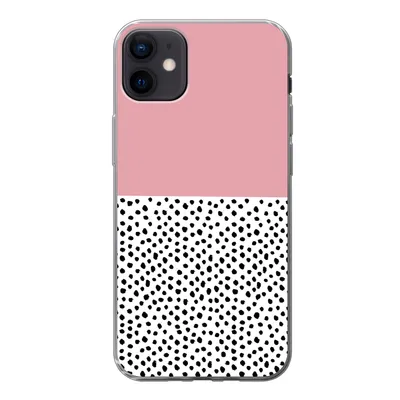 Produktbild von MuchoWow® Handyhülle Schutzhülle Hülle für iPhone 12 mini Polka dots - Schwarz - Rosa Silikon Softcase Handy Hülle - Bild