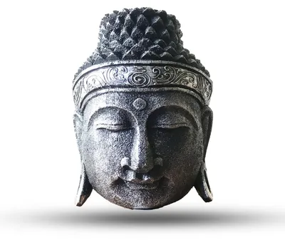 Produktbild von Dekoration für Zuhause: Buddha-Kopf – 25 cm – Hochglanzsilber