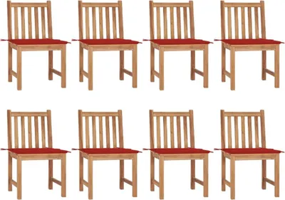 Produktbild von Gartenstühle 8 Stk. mit Kissen Massivholz Teak