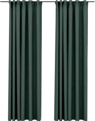 Obrázek produktu pro vidaXL Zatemňovací závěsy háčky vzhled lnu 2 ks. Zelené 140x225 cm