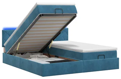 Produktbild von vidaXL Ottoman-Bett mit Matratze und LED Dunkelblau 180 x 200 cm Samt