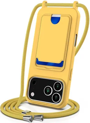 Produktbild von Mobigear Lanyard Card iPhone 17 Pro Silikon Handykette mit Kartenhalter - Gelb