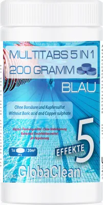Produktbild von 1 kg Pool Chlor Multitabs 5in1 200g BLUE