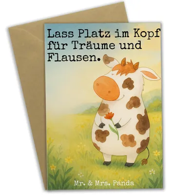 Produktbild von Mr. & Mrs. Panda neujahrskarte Kuh Design - Weiß - Geschenk, Spruch, weihnachtskarten, Hof, osterkarte, einladungskarten, glückwunschkarten, kommunionskarte, Bauernhof