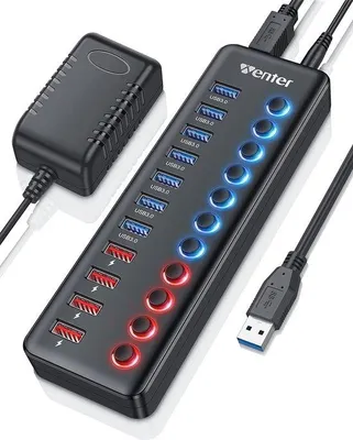 Image de Hub USB 3.0, 11 ports, chargeur rapide, voyant LED