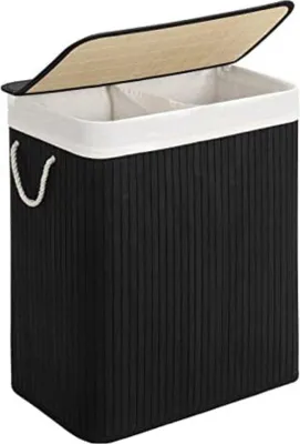 Produktbild von Famanu Wäschekorb mit Deckel - 51,5 x 31,5 x 61,5 cm - Schwarz