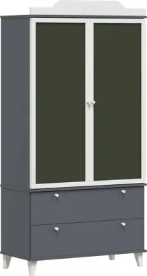 Produktbild von Kreidetafel Kleiderschrank ROROS Grau und Weiß 90 x 45 x 180 cm