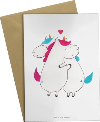 Produktbild von Mr. & Mrs. Panda Grußkarte Einhorn Mitteilung - Weiß - Geschenk, Liebe, Valentinstag, hochzeitskarten, weihnachtskarten, Einhörner, Spruch, einladungskarten, Unicorn