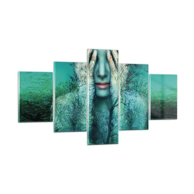 Produktbild von Bilder auf glas - 5 Teile - Frau Natur Grafik - 125x70cm - Glasbilder - Wandbilder - Bilder - zum Aufhängen bereit - Wanddekoration aus Glas - Glas Bilder - Wandbild auf Glas - GEA125x70-4254