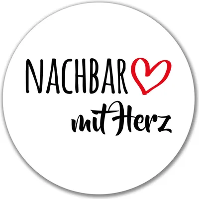 Produktbild von Huuraa Aufkleber Nachbar mit Herz 10cm rund Sticker Geschenkidee