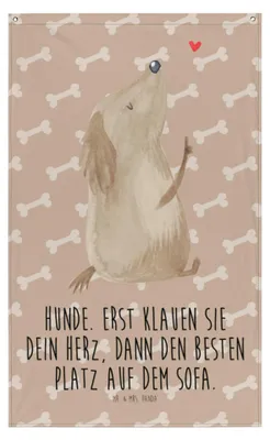 Produktbild von Mr. & Mrs. Panda Wandbild Hund Liebe - Hundeglück - Geschenk, Wandbehang, Wandteppich, Tapestry, Herz, Boho, Gobelin, Sprüche, Hunde, Süß