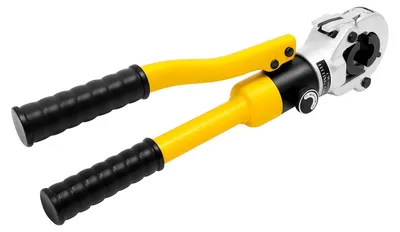 Produktbild von Hydraulische Kabelcrimpzange - Presszange 8 t - Für Kabelschuhe und Kabelverbinder - 4 Pressbacken 16–32 mm - Cr40-Stahl - Mit Werkzeugkoffer