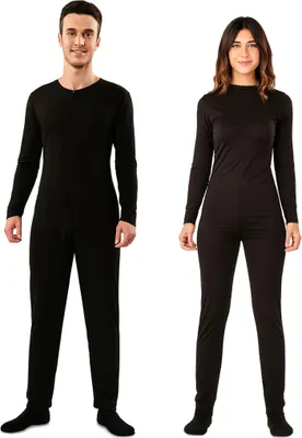 Schwarzer Ganzkörperanzug Bodysuit Langarm Kostüm-Unterzieher für Damen und Herren von Vorne