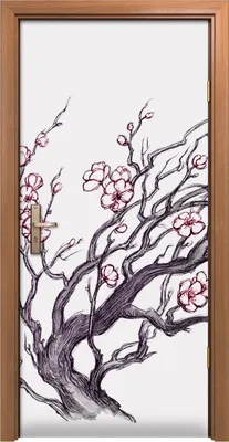 Produktbild von Türposter 90x200 cm Türaufkleber Türtapete Türfolie Klebefolie Foto Blumen Japanischer Kirschbaum