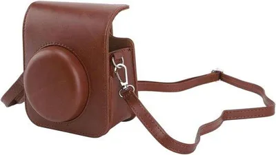 Obrázok produktu pre Taška na fotoaparát s koženým lemovaním pre Instax Mini 12 – s odnímateľným ramenným popruhom a praktickou koženou kabelkou.