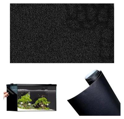 Produktbild von Aquarium Hintergrund 40x200cm, Statisch Haftender PVC Hintergrund für Aquarien und Terrarien (Schwarz)