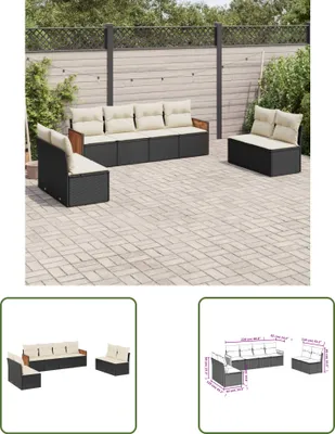 Produktbild von The Living Store 8-tlg. Garten-Sofagarnitur mit Kissen Schwarz Poly Rattan