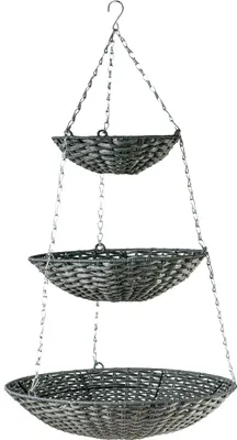 Produktbild von Etagere mit drei Schalen, grau, Ø 45/35/25 cm x H 80cm, Obstkorb, Hängekorb
