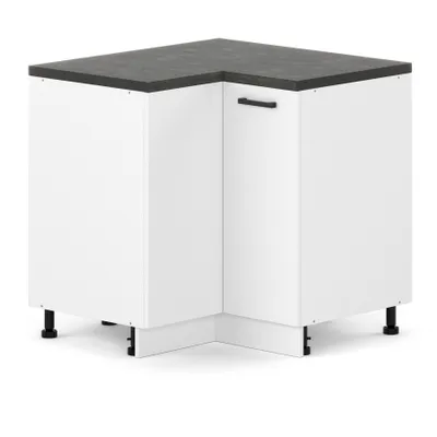 Produktbild von ULWEHOME | Eckunterschrank 90 x 90 cm Weiß matt, Küchenunterschrank mit 2 Türen, Eckschrank Küche ohne Arbeitsplatte