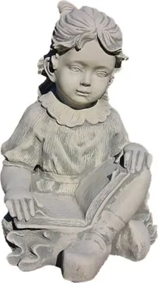 Produktbild von Mädchen mit Buch aus Steinguss perfekt für den Garten die Terrasse oder den Vorgarten ist Frostfest Witterungsbeständig und Neu 46cm H, PO-438