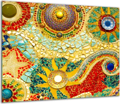 Produktbild von Herdabdeckplatten Glaskeramikkochfeld-Abdeckung Spritzschutz Glas 60x52cm Mosaik