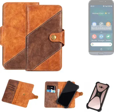Produktbild von K-S-Trade Handyhülle Schutzhülle Bookstyle Case Wallet-Case kompatibel mit Doro 8050 Cover Klapphülle Kantenschutz Smartphone dunkelbraun braun 1x