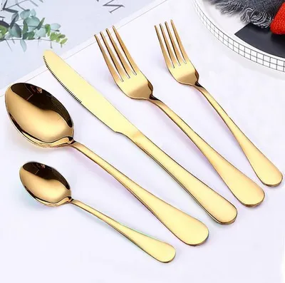Produktbild von Freetoo Besteck Set, 60-teilig Besteck für 12-14 Personen, Besteckset inkl. Messer, Gabel, Löffel, Besteck Edelstahl, Gold