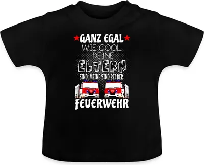 Produktbild von Spreadshirt Meine Eltern Sind Bei Der Feuerwehr Baby Bio-T-Shirt mit Rundhals, 3-6 Monate, Schwarz