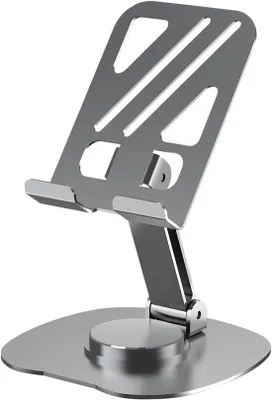 Produktbild von Aluminium-Telefonhalter für Tische, 360-Grad-Drehbar, universell für Smartphones und Tablets, Metallkonstruktion