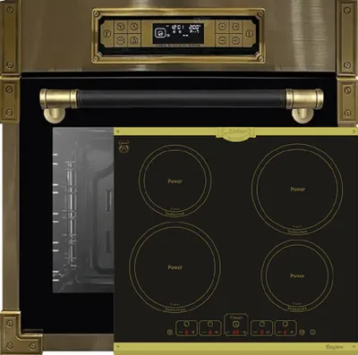 Produktbild von Herd Set Autark Kaiser EH 6726 AD Retro Einbau Backofen 80L+KCT 6195 IEm Induktionskochfeld 60cm, Autark, Kochfeld 4xQickHeat Kochzonen,Schwarz