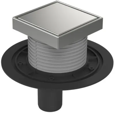 Image de Siphon de sol Chud?j D50, cadre en acier inoxydable, grille STEEL S 384 A