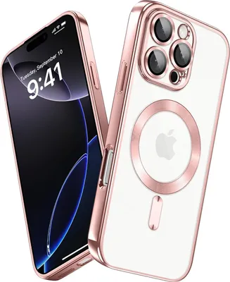 Produktbild von Handyhülle für iPhone 16 Pro Max mit Magsafe und Kameraschutz, Magnetisch Ultra Dünn Klar Überzug Schutzhülle Pink