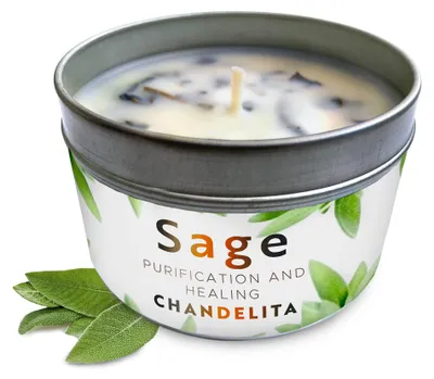 Aromatherapie-Kerze mit Salbei, Sojawachs, 170 g, 33 h Brenndauer