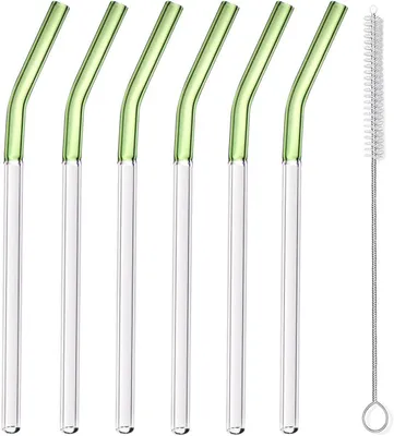 Produktbild von Glasstrohhalme 6 Stück, Borosilikatglas, für warme und kalte Getränke