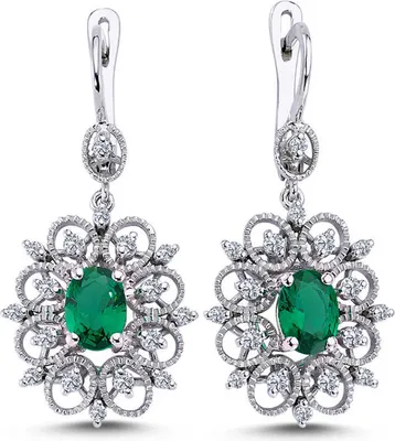 Produktbild von Entourage Diamant Oval Smaragd Ohrhänger 14 Karat Weißgold