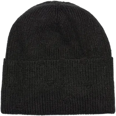 Produktbild von styleBREAKER Uni Beanie Strickmütze Destroyed Rippen, Schwarz