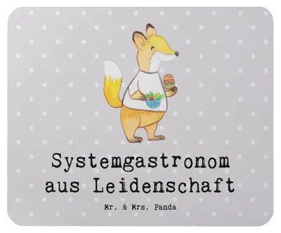 Produktbild von Mr. & Mrs. Panda Mouse Pad Systemgastronom Leidenschaft - Grau Pastell - Geschenk, mousematte, laptop mousepad, pc mausunterlage, Mauspad
