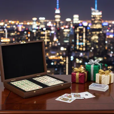 Produktbild von Verborgener Wind – Luxus-Mahjong im strukturierten Holzkasten