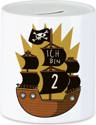 Produktbild von Geburtstag 2 Jahre Spardose 2 Jahre 2. Geburtstag Piraten Pirat Motto