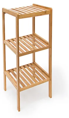 Produktbild von Relaxdays Badregal Bambus, 3 Ablagen, HxBxT:79x33x33cm, Standregal aus Holz, für