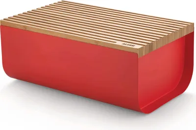 Produktbild von Alessi - Mattina Brotkasten mit Schneidebrett – Bambus / rot