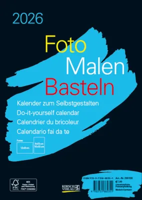 Produktbild von Foto-Malen-Basteln Bastelkalender A5 schwarz 2026