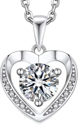Image de Collier Femme Argent 925 Moissanite Chaîne Pendentif Cœur Boîte cadeau Saint-Valentin