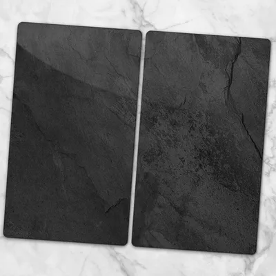Produktbild von Glas-Herdabdeckplatten Glaskeramikkochfeld-Abdeckung Spritzschutz Glas 2x30x52 cm - Schwarzer Stein