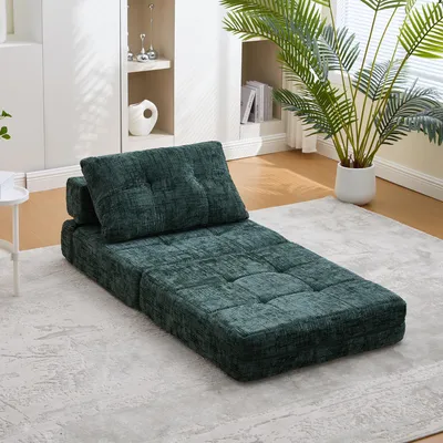 Image de LVHOM Canapé-lit pliant multifonction, Lit d'appoint peu encombrant avec coussin, Canapé rembourré avec mousse haute densité, pour salon bureau, Emerald