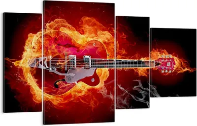 Produktbild von Bild auf Leinwand - Leinwandbild - Instrument Flammen Saiten - 120x70cm - Wand Bild - Wanddeko - Leinwanddruck - Bilder - Kunstdruck - Wanddekoration - Leinwand bilder - Wandkunst - DL120x70-0201