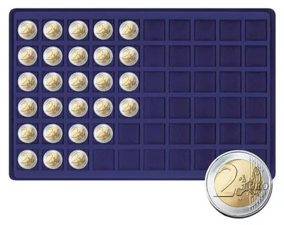 Produktbild von Lindner 2329M-60 Tableau für 60 Münzen bis 27 mm Ø blau