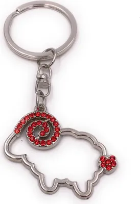 Produktbild von Onwomania Schlüsselanhänger Steinbock Widder Ziegenbock rot Strass silber Anhänger Keychain